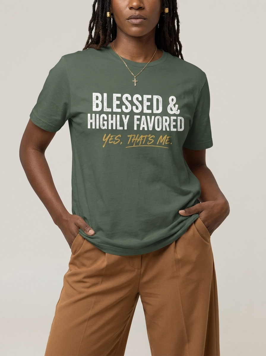 Blessed & Highly Favored: Christian Black Excellence Graphic T-Shirt - BoldnTold