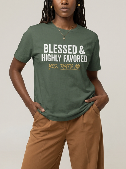 Blessed & Highly Favored: Christian Black Excellence Graphic T-Shirt - BoldnTold