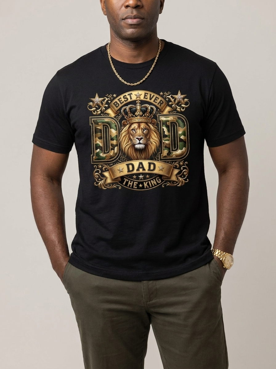 Best Ever Black Dad: Lion King Crown Graphic T-Shirt - BoldnTold