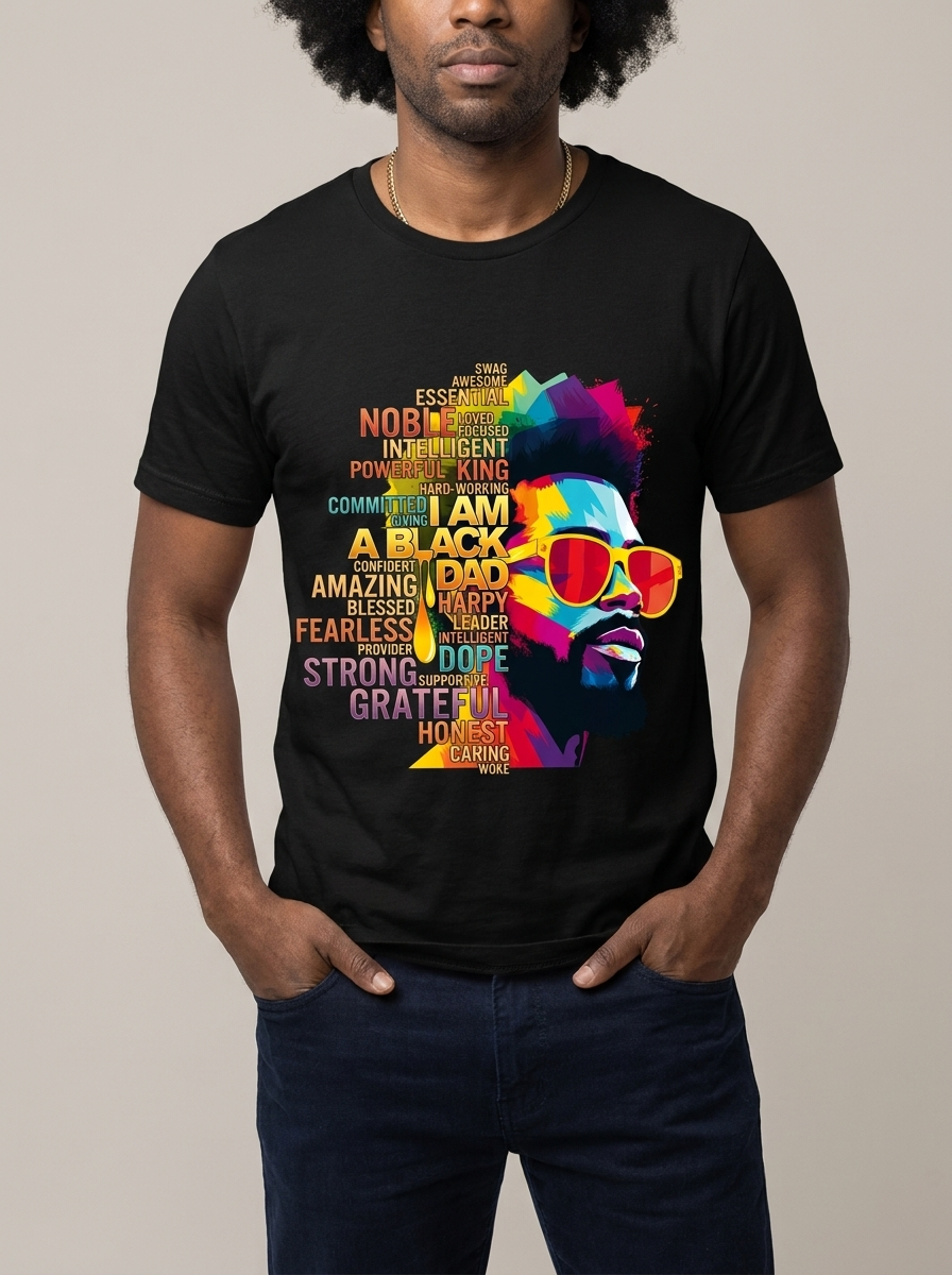 I Am A Black Dad: Colorful Pop Art Typography Graphic T-Shirt - BoldnTold