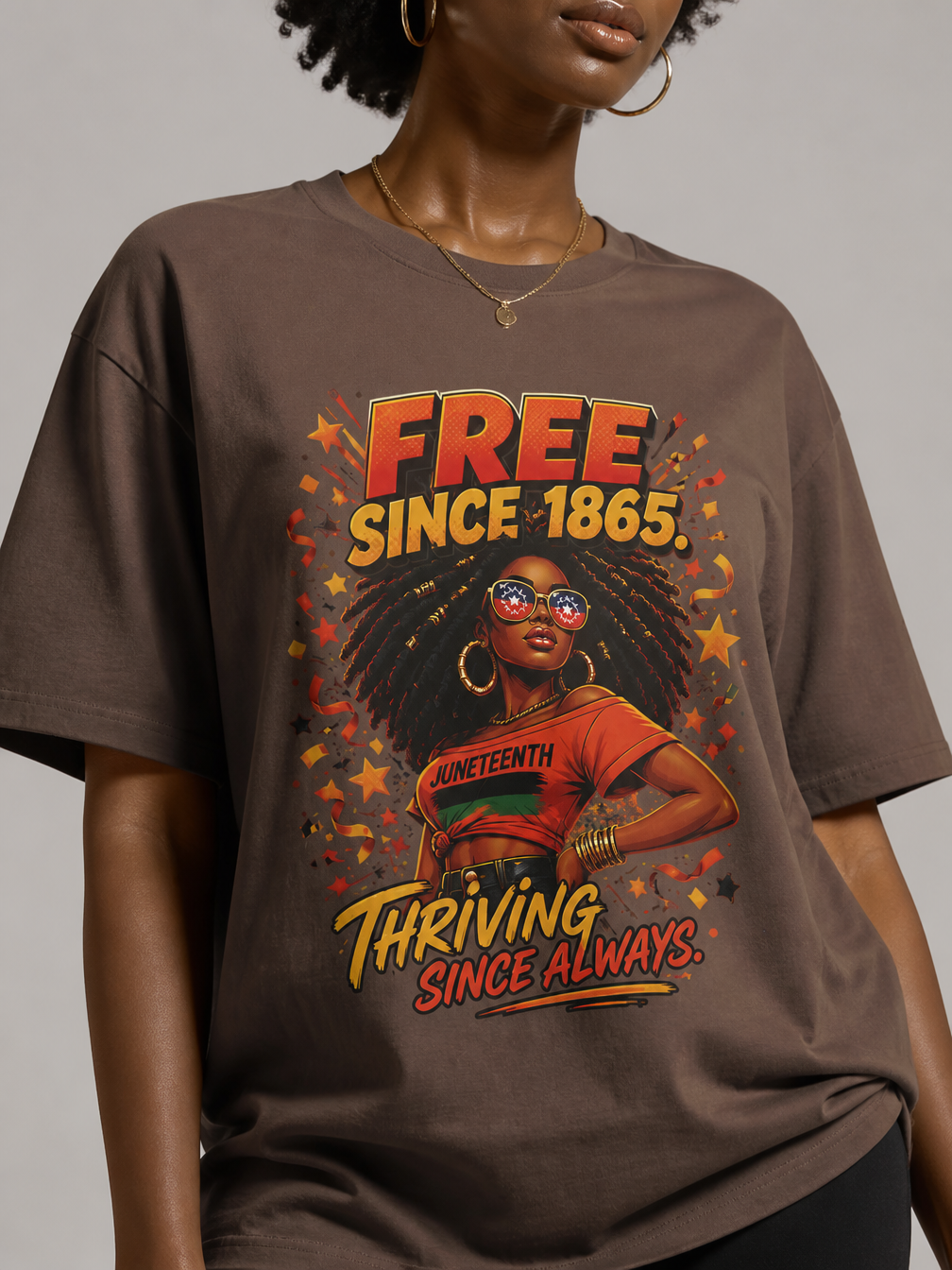 Thriving Since Always: Free Since 1865 Juneteenth Graphic T-Shirt - BoldnTold