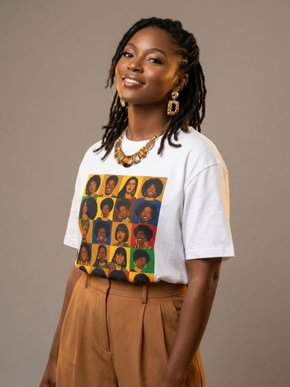 Black Queen Collage: A Tribute to Diverse Beauty Graphic T-Shirt - BoldnTold