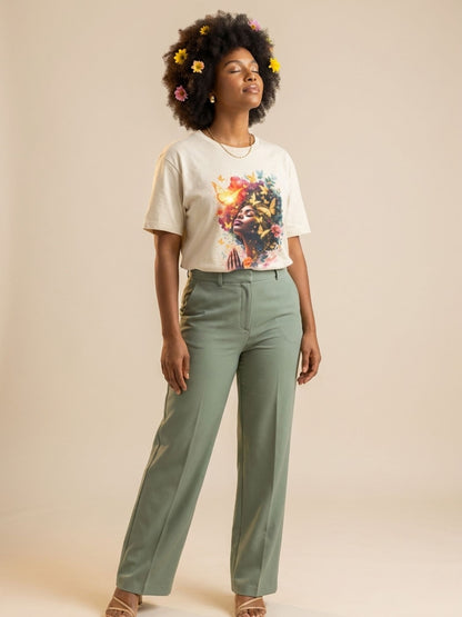 Praying Black Queen: Ethereal Floral Butterfly Graphic T-Shirt - BoldnTold