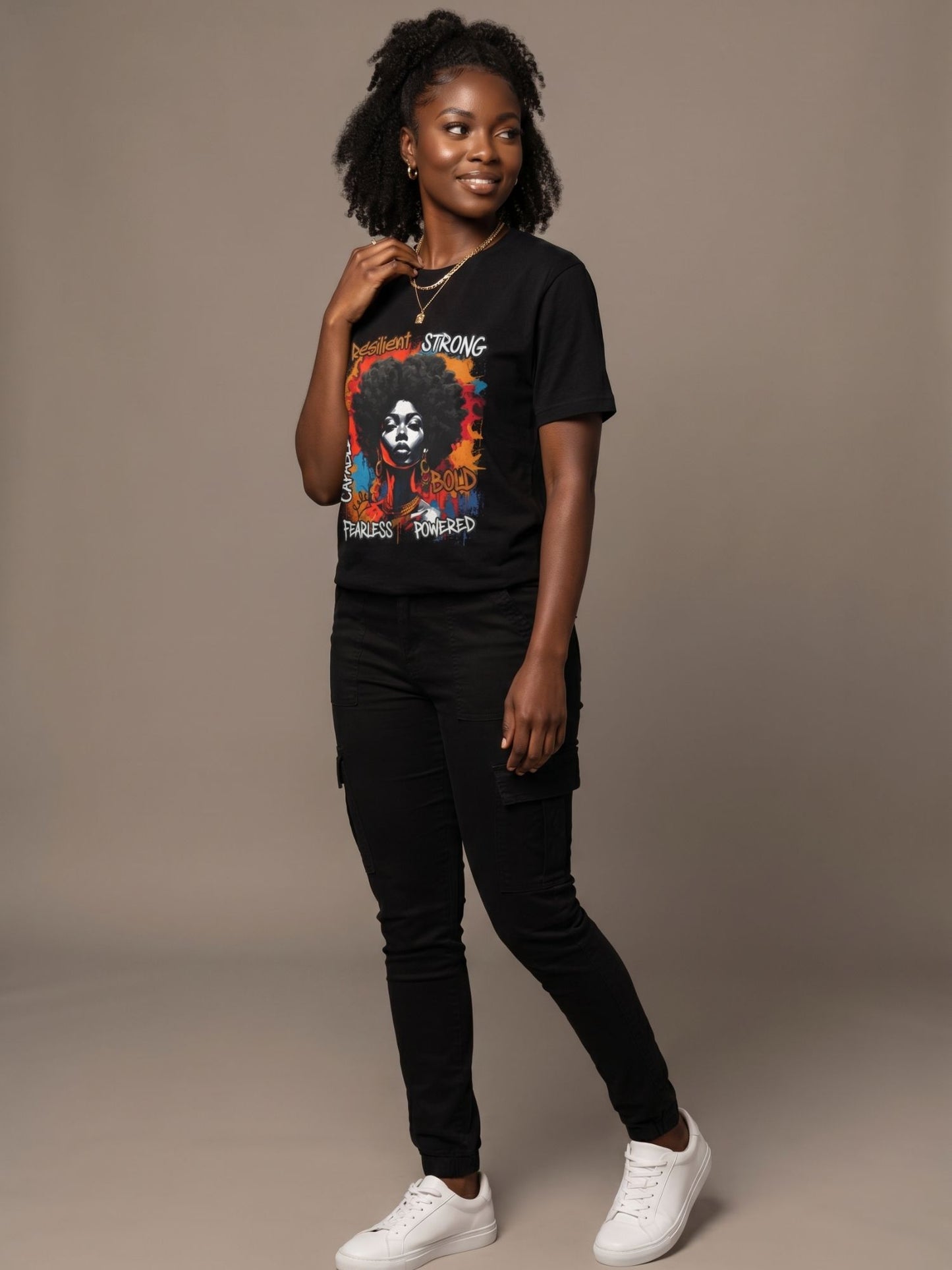 Fearless & Resilient: Urban Black Queen Graphic T-Shirt - BoldnTold