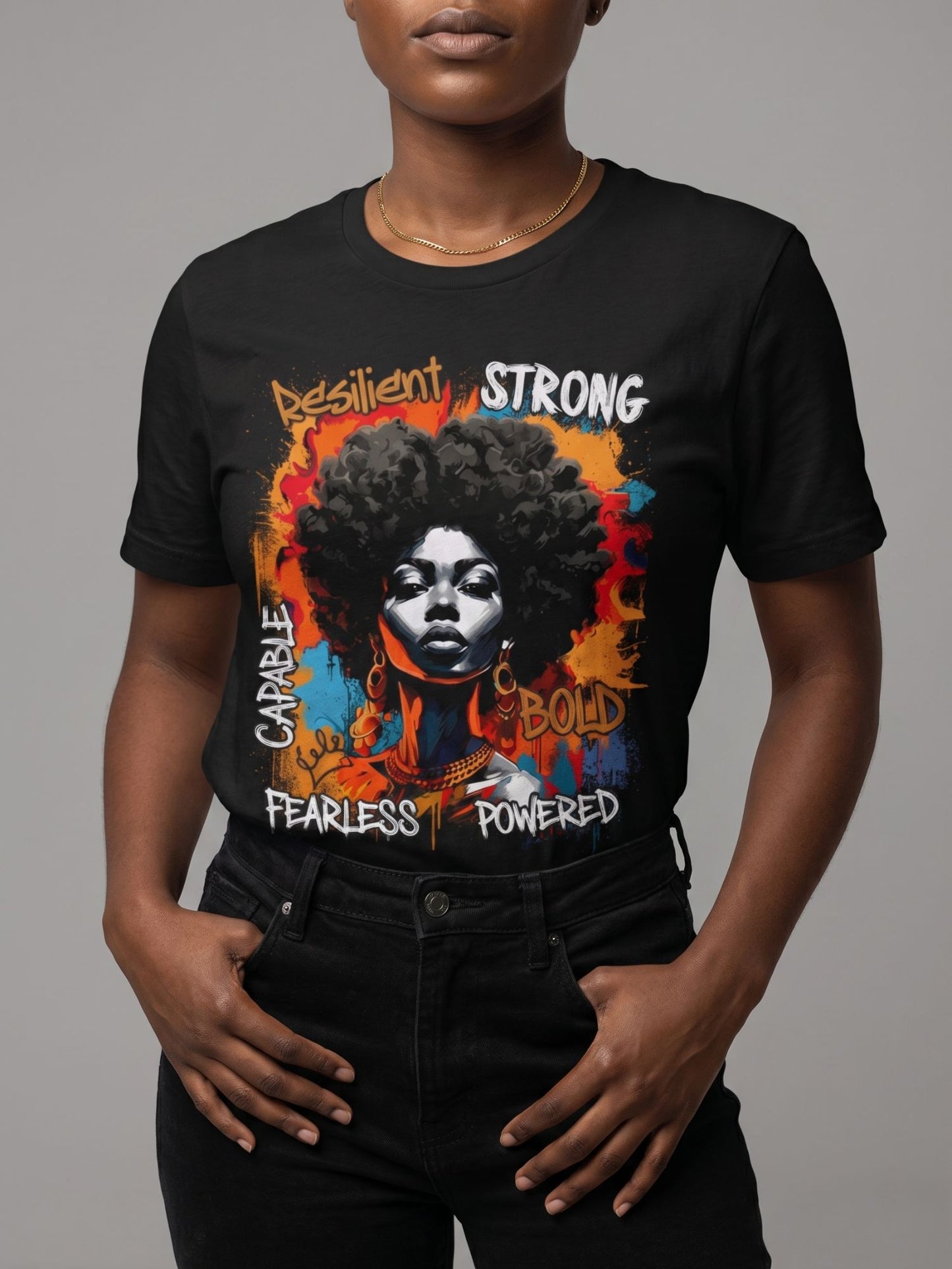 Fearless & Resilient: Urban Black Queen Graphic T-Shirt - BoldnTold