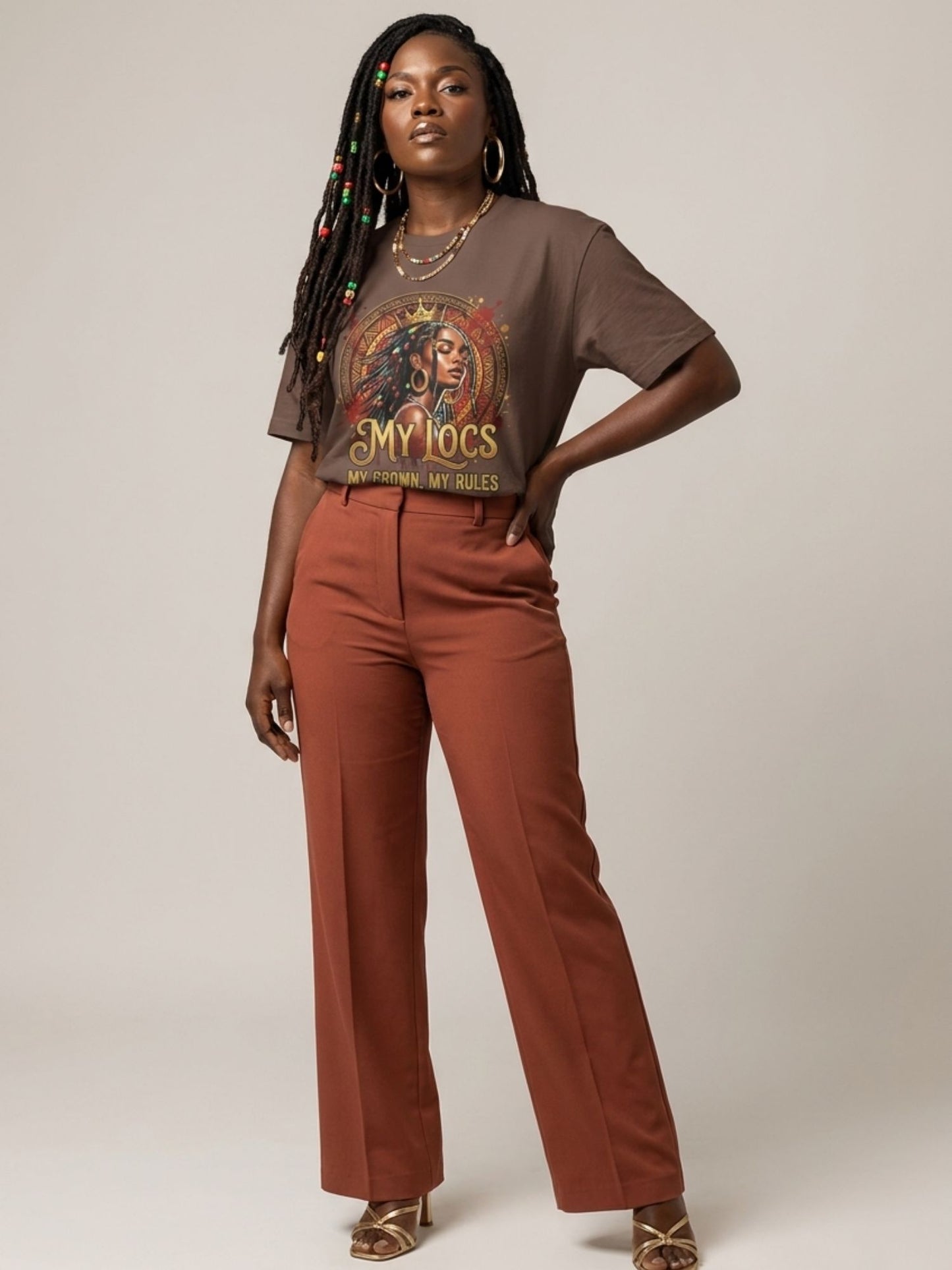 My Locs My Crown: Regal Black Queen Graphic T-Shirt - BoldnTold