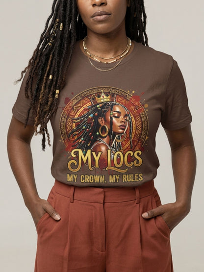 My Locs My Crown: Regal Black Queen Graphic T-Shirt - BoldnTold