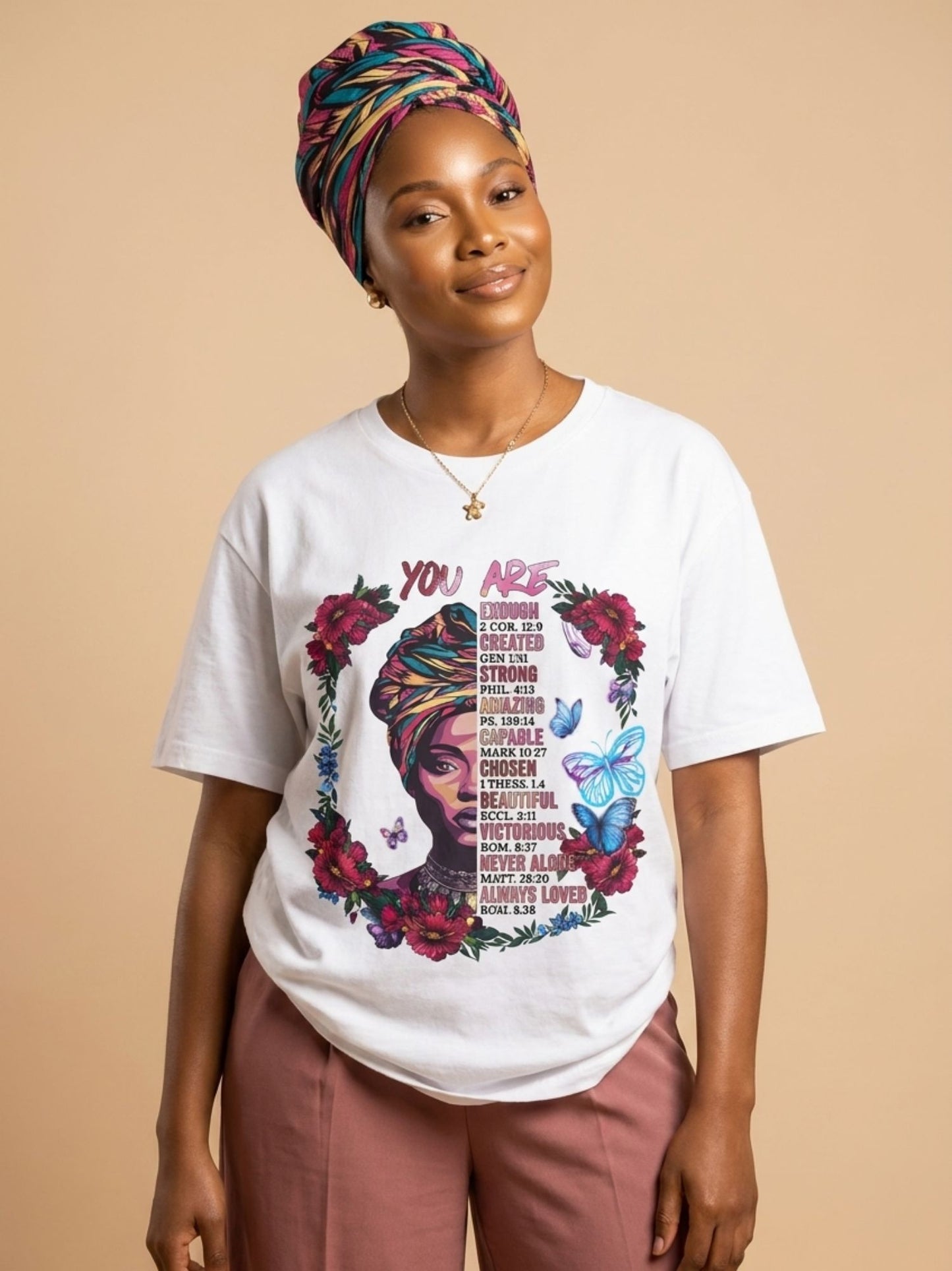You Are Enough: Black Woman Christian Affirmations Graphic T-Shirt - BoldnTold
