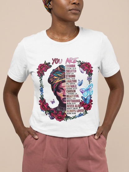 You Are Enough: Black Woman Christian Affirmations Graphic T-Shirt - BoldnTold