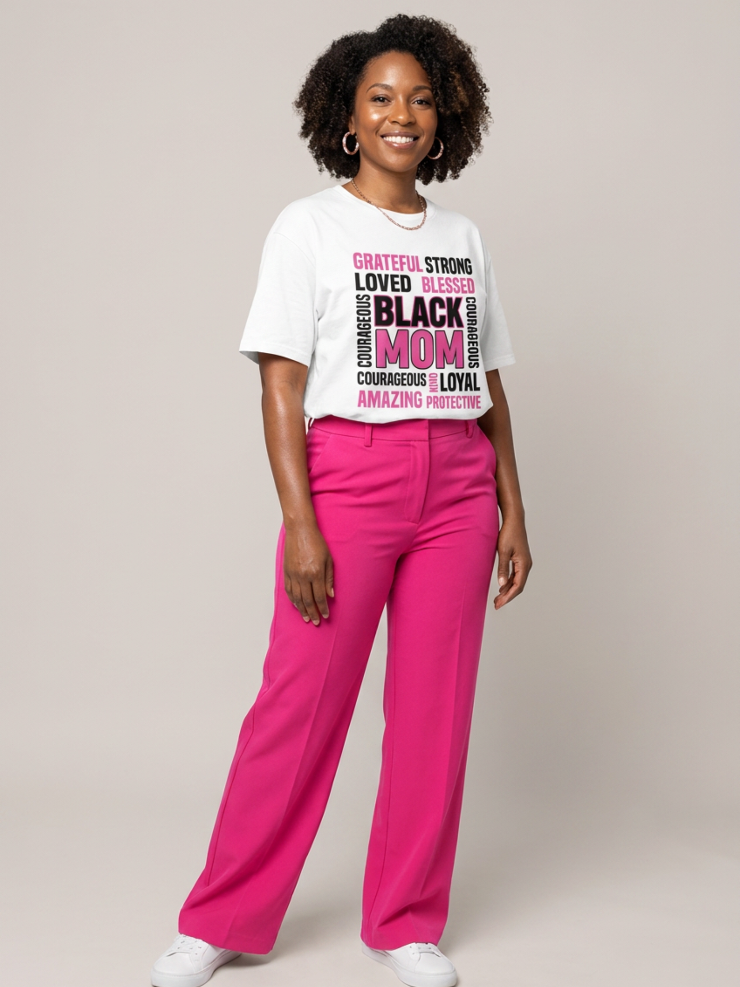 Strong & Blessed: Black Mom Affirmations Typography Graphic T-Shirt - BoldnTold