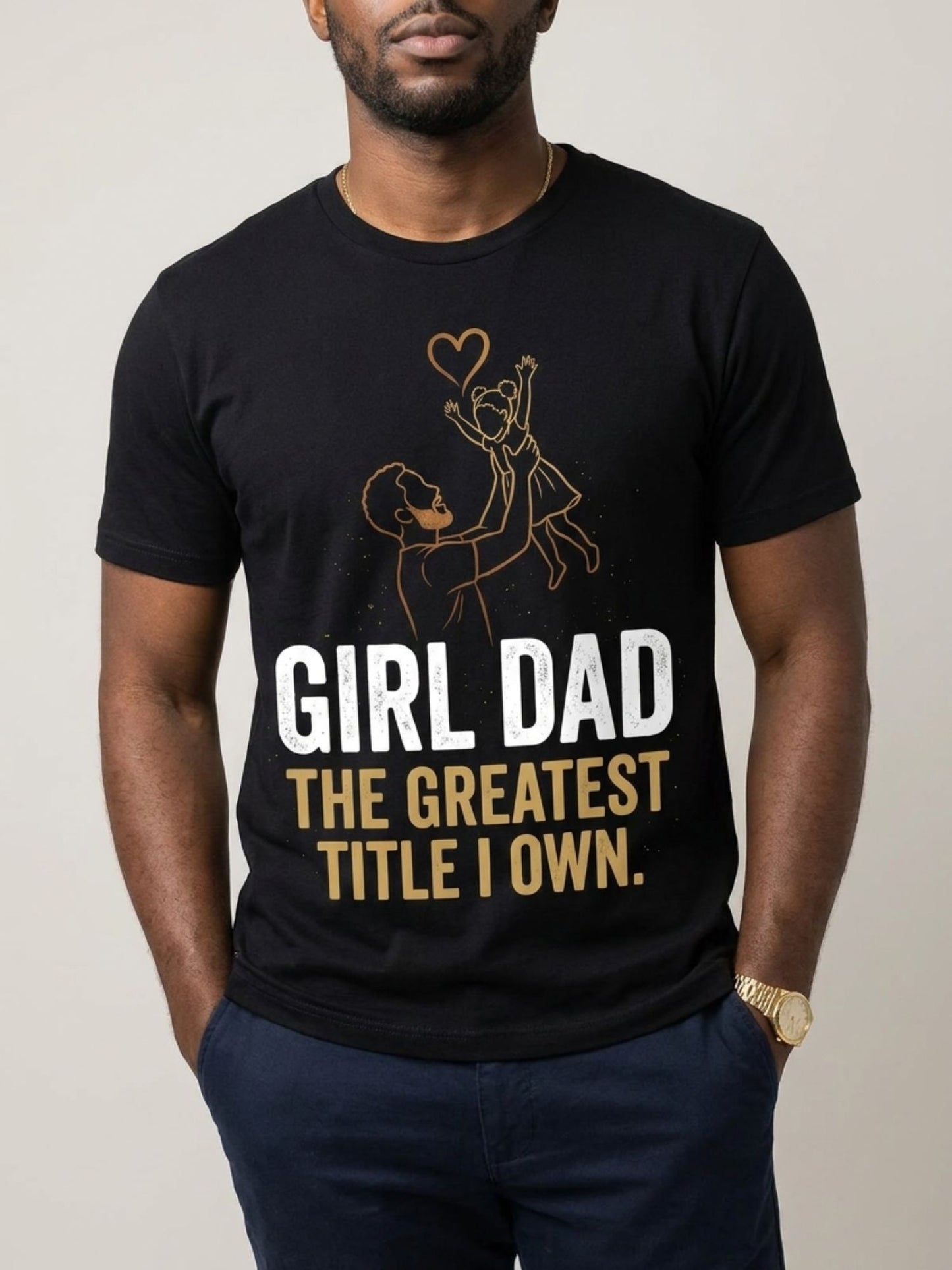 Black Dad & Daughter Bond: The Greatest Title Graphic T-Shirt - BoldnTold