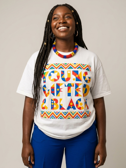 Black Excellence Apparel: Young Gifted and Black Tribal Graphic T-Shirt - BoldnTold