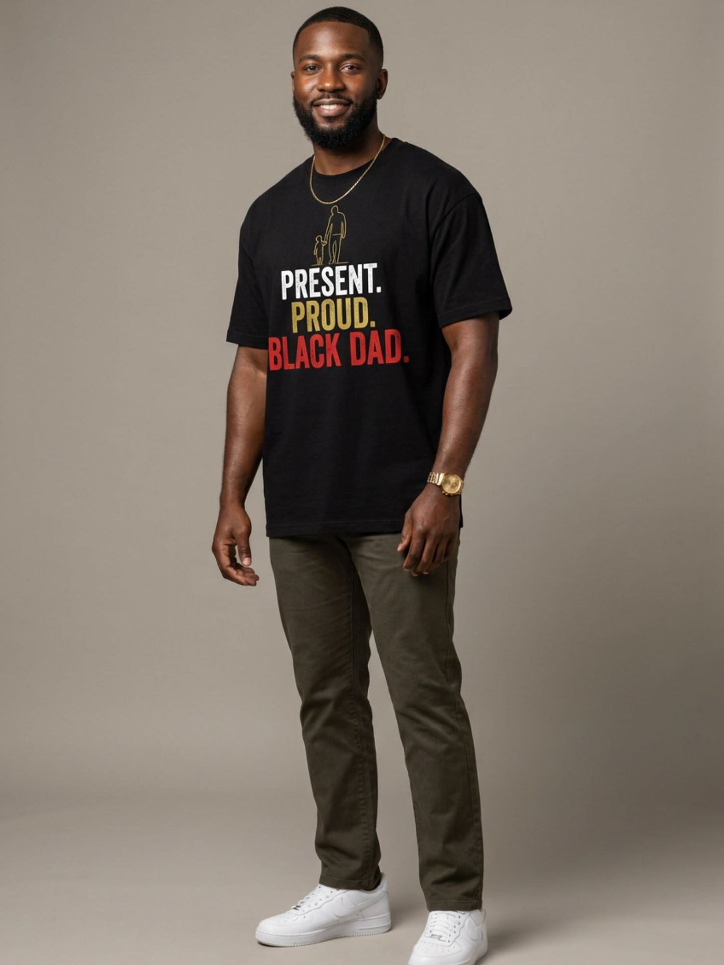 Present Proud Black Dad: The Active Father Graphic T-Shirt - BoldnTold