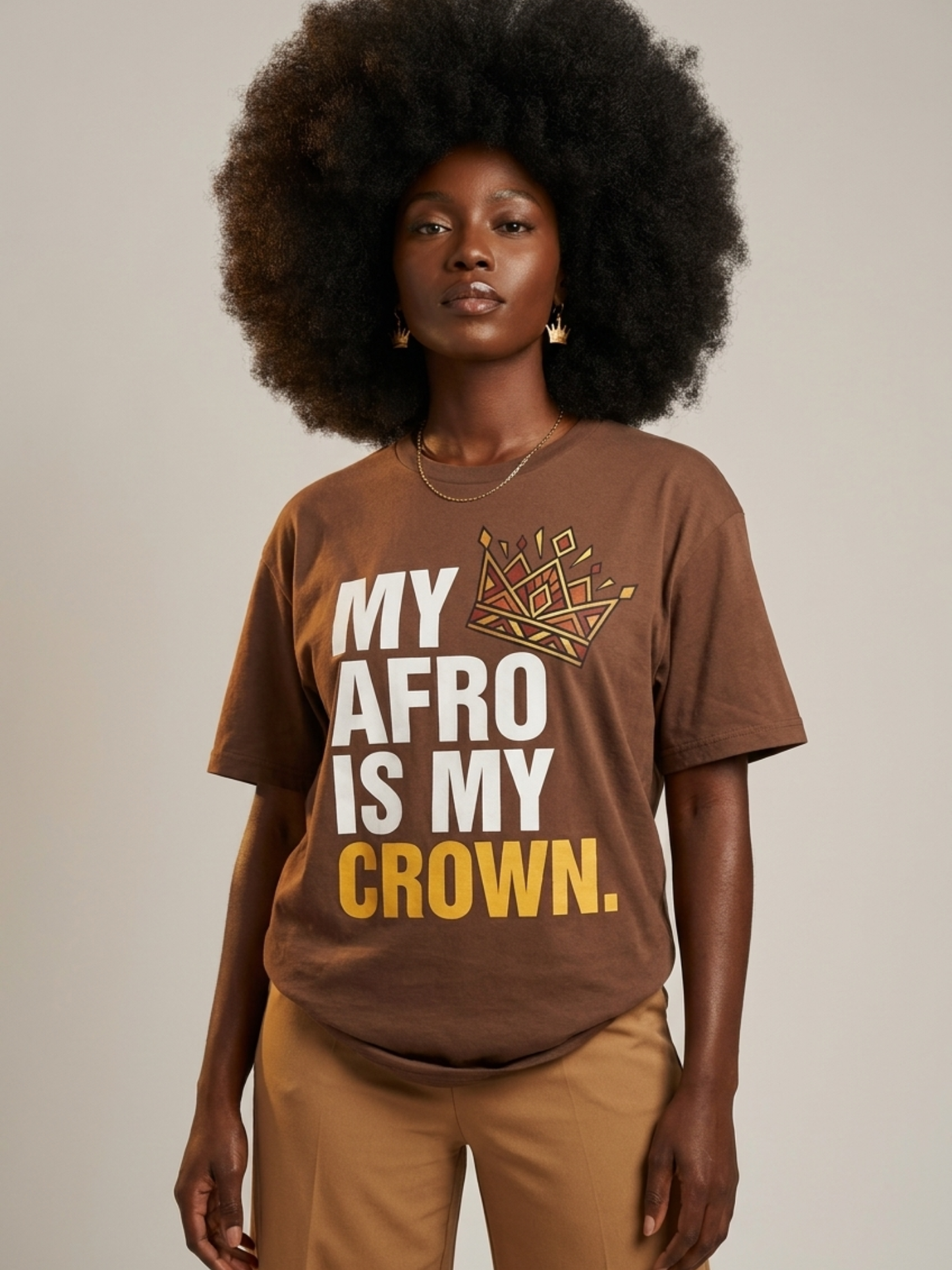My Afro Is My Crown: Tribal Crown Black Queen Graphic T-Shirt - BoldnTold