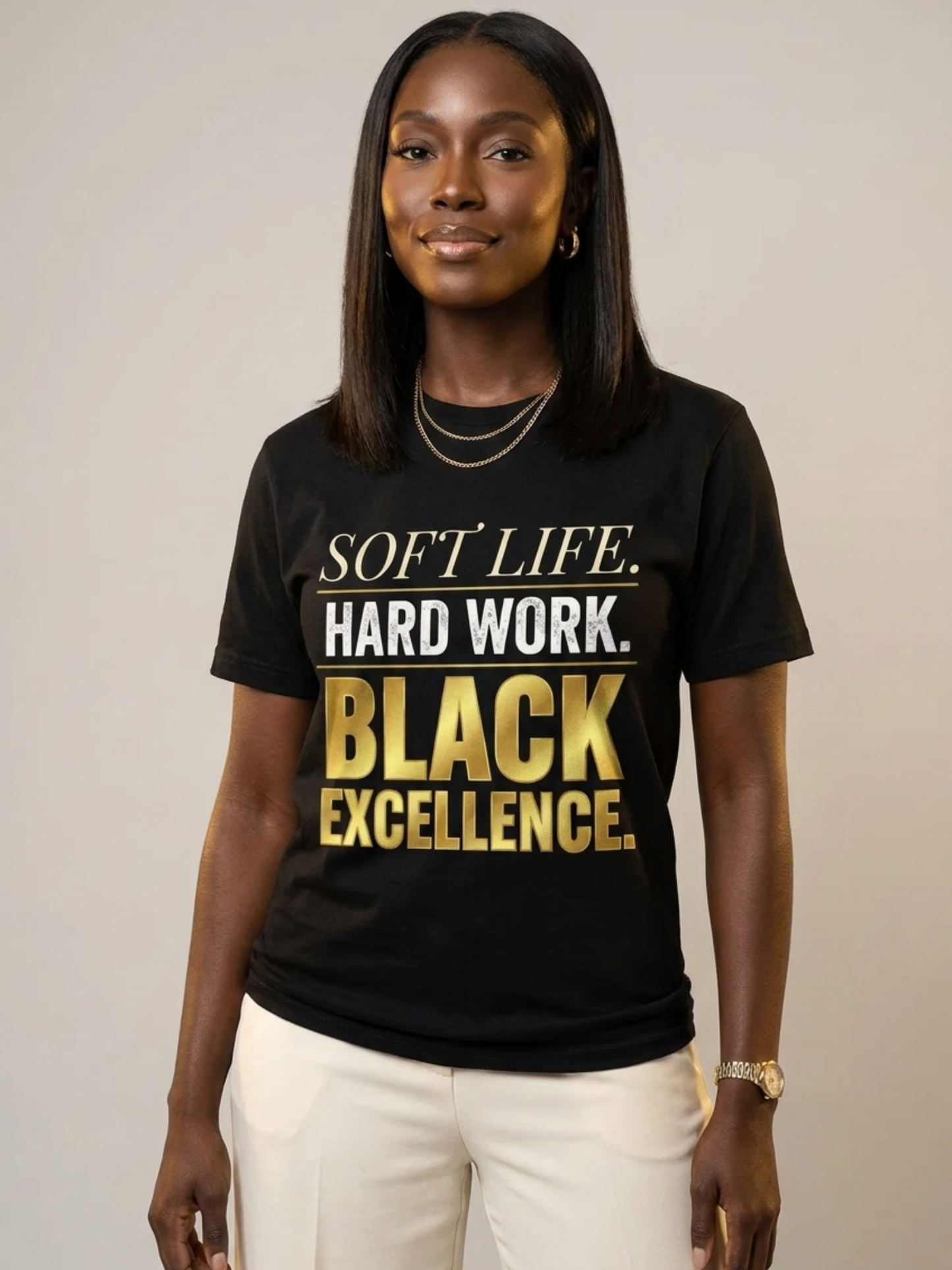 Soft Life Hard Work Black Excellence Graphic T-Shirt - BoldnTold