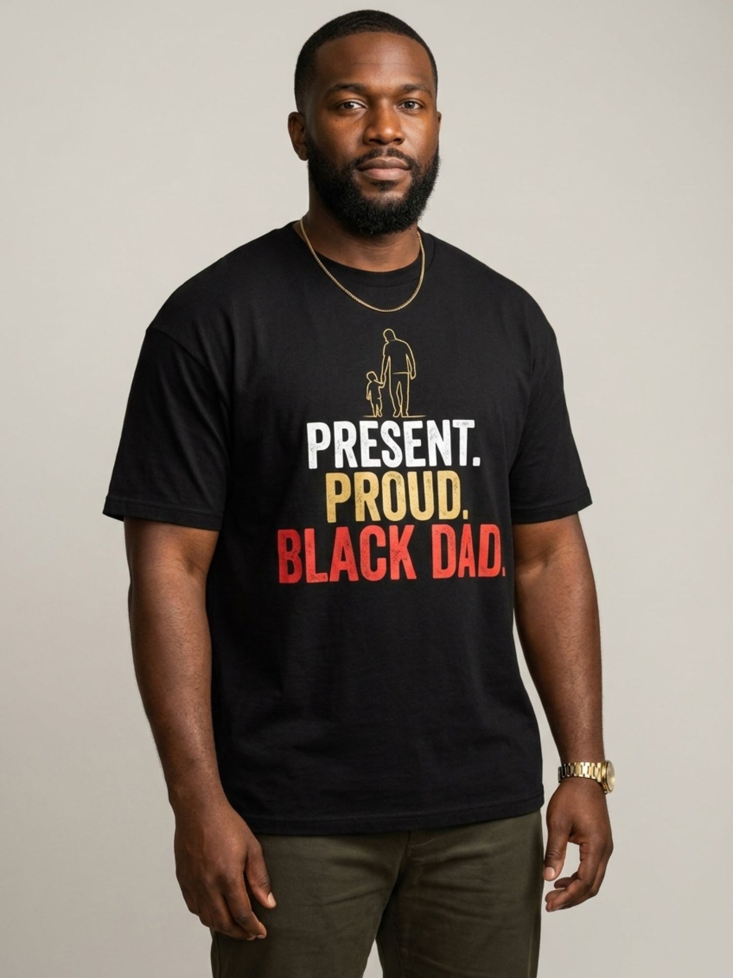 Present Proud Black Dad: The Active Father Graphic T-Shirt - BoldnTold