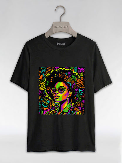 Black Girl Magic: Musical Neon Pop Art Graphic T-Shirt - BoldnTold