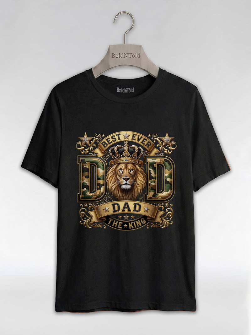 Best Ever Black Dad: Lion King Crown Graphic T-Shirt - BoldnTold