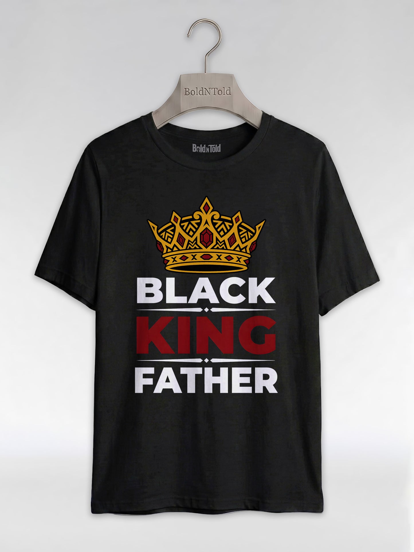 Black King Father Crown: Proud Dad Empowerment Graphic T-Shirt - BoldnTold