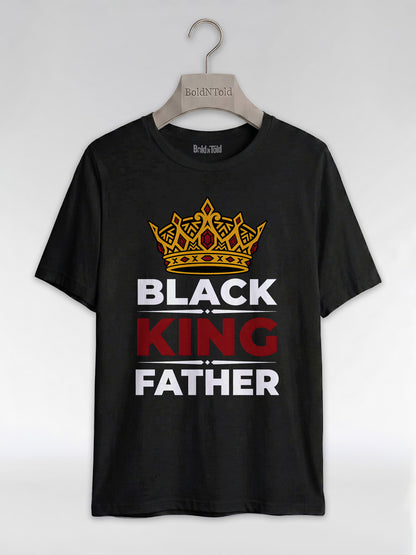 Black King Father Crown: Proud Dad Empowerment Graphic T-Shirt - BoldnTold