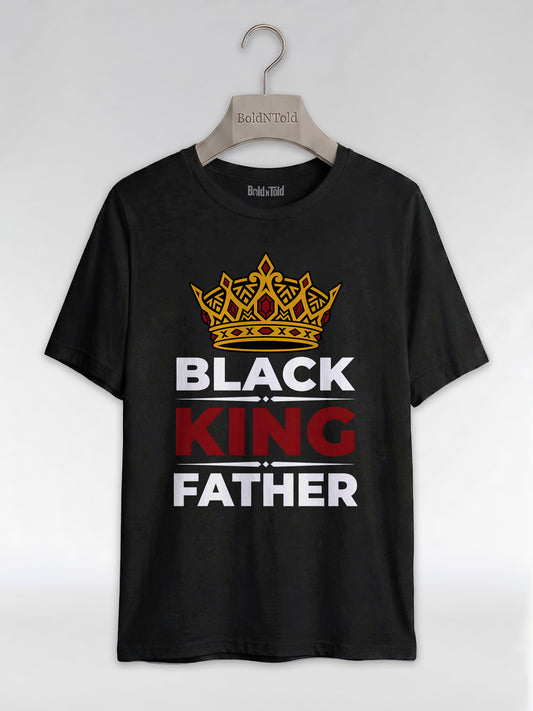 Black King Father Crown: Proud Dad Empowerment Graphic T-Shirt - BoldnTold