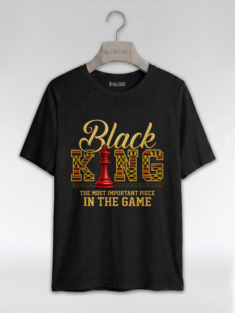 Black King Dad: The Most Important Piece In The Game Graphic T-Shirt - BoldnTold