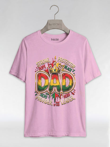 Black Dad Strong Protector Leader Crown Graphic T-Shirt - BoldnTold
