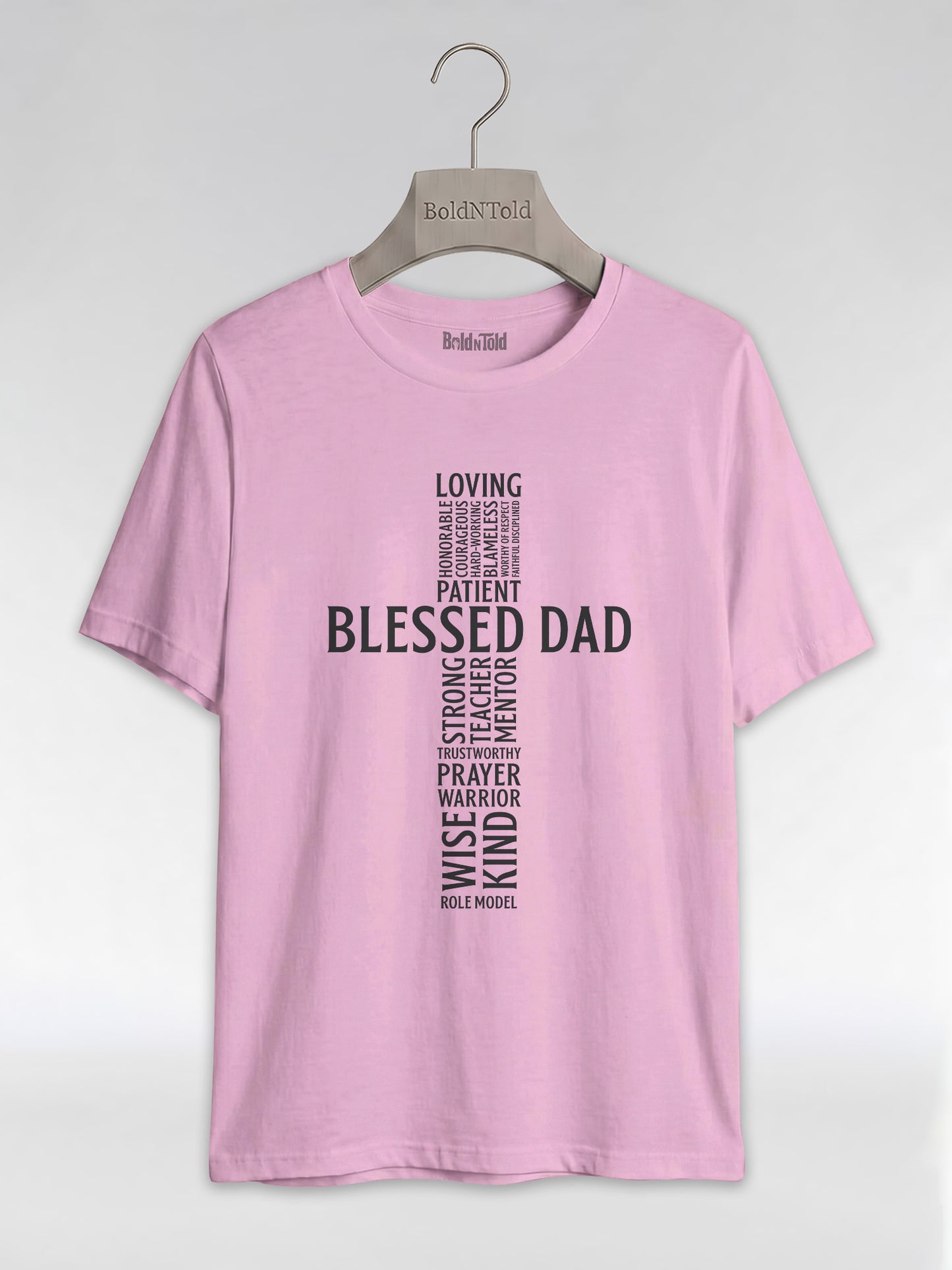 Blessed Black Dad: The Christian Cross Typography Graphic T-Shirt - BoldnTold