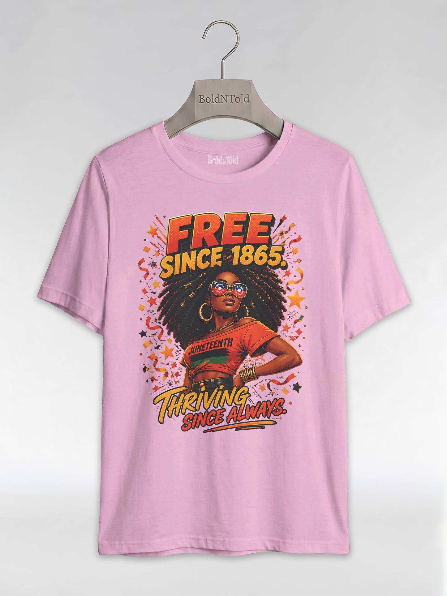 Thriving Since Always: Free Since 1865 Juneteenth Graphic T-Shirt - BoldnTold