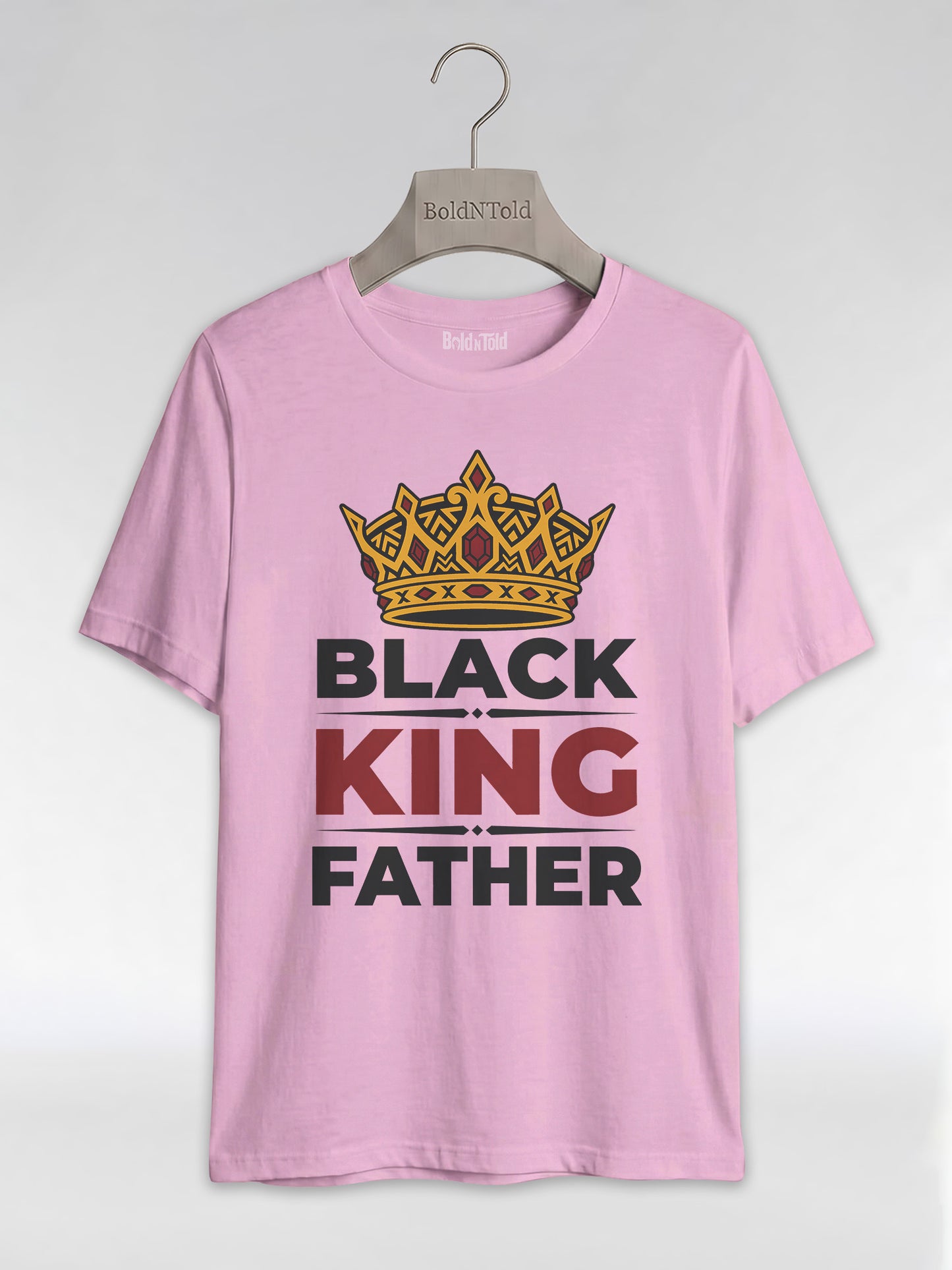 Black King Father Crown: Proud Dad Empowerment Graphic T-Shirt - BoldnTold