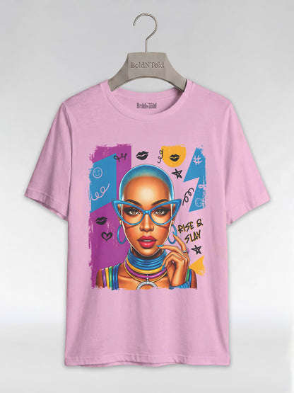 Rise & Slay: 90s Retro Pop Art Black Queen Graphic T-Shirt - BoldnTold