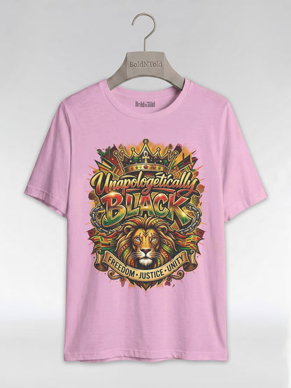 Unapologetically Black Lion Crown: Pan-African Pride Graphic T-Shirt - BoldnTold
