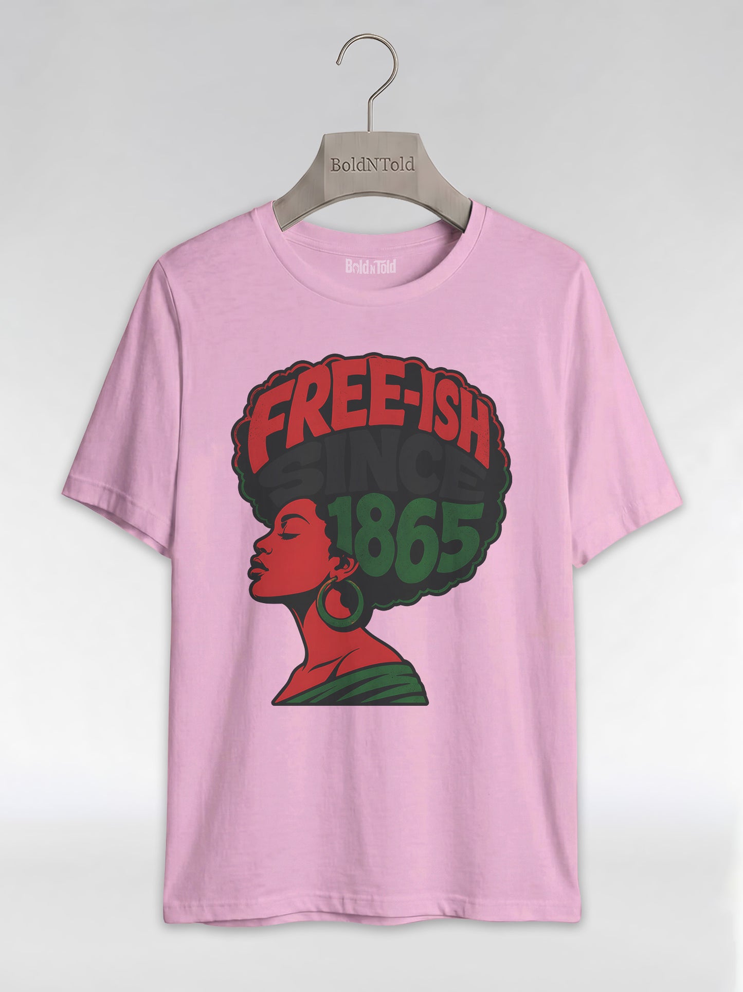 Free-ish Since 1865: Juneteenth Afro Silhouette Graphic T-Shirt - BoldnTold