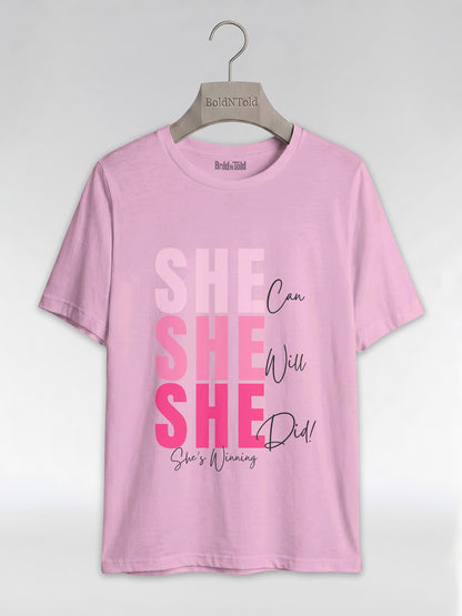 She Can, She Will, She Did: Black Girl Magic Winning Graphic T-Shirt - BoldnTold