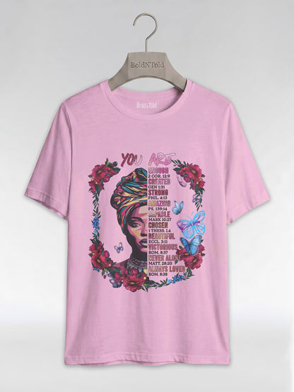You Are Enough: Black Woman Christian Affirmations Graphic T-Shirt - BoldnTold