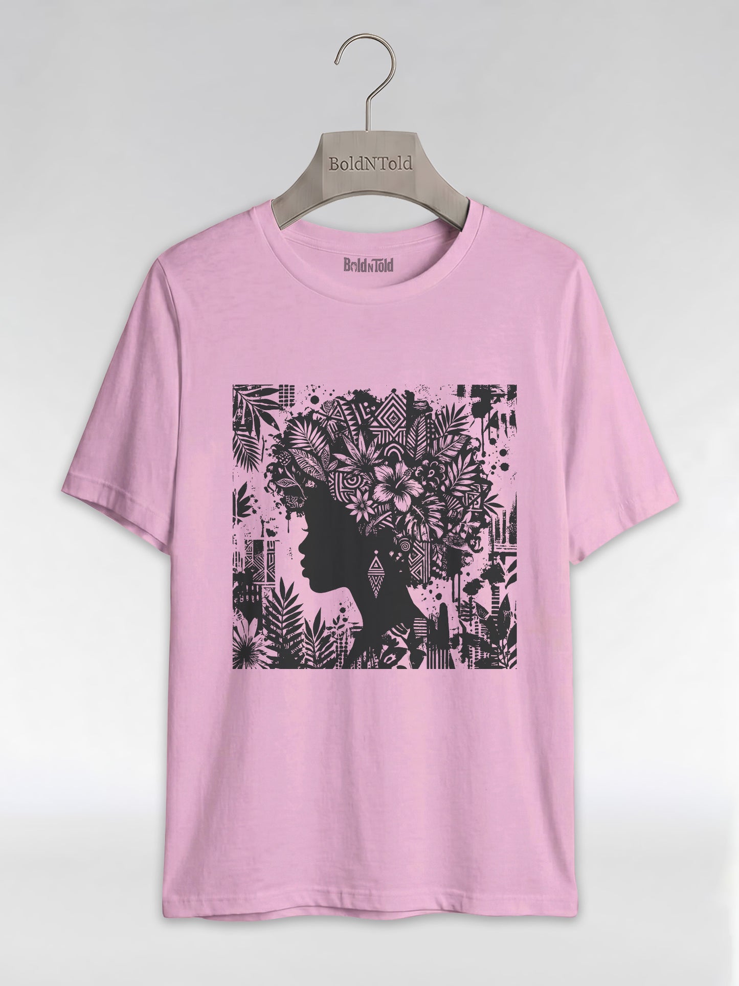 Black Queen: Artistic Silhouette Floral Graphic T-Shirt - BoldnTold