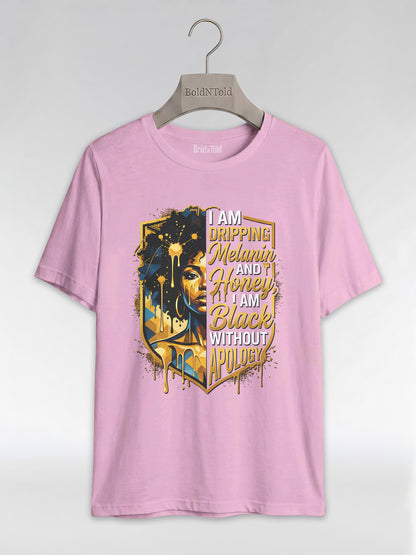 The Royal Shield: Dripping Melanin and Honey Black Queen Graphic T-Shirt - BoldnTold
