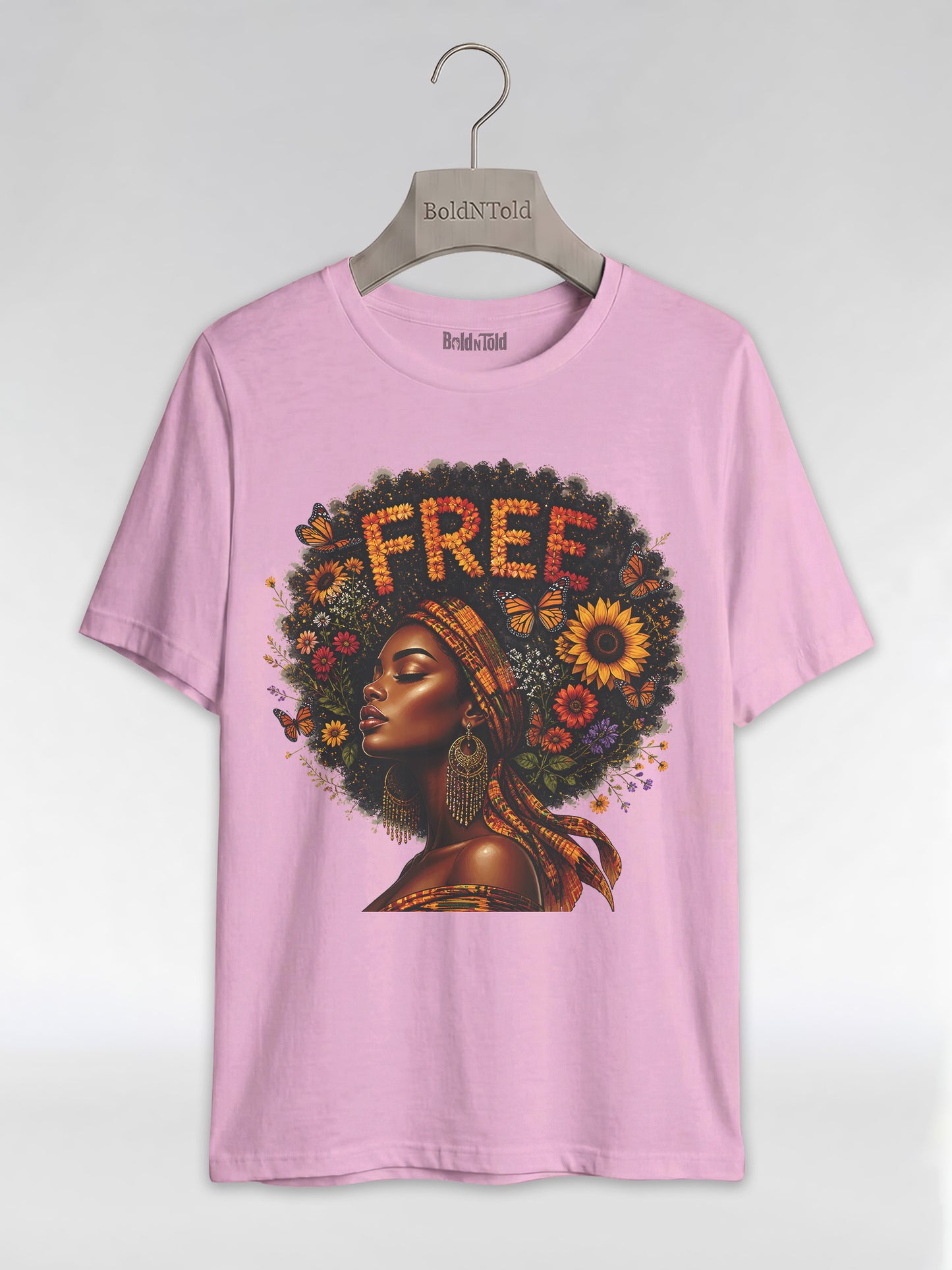 Free Floral Afro: Melanin Queen Empowerment Graphic T-Shirt - BoldnTold