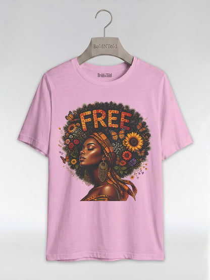 Free Floral Afro: Melanin Queen Empowerment Graphic T-Shirt - BoldnTold