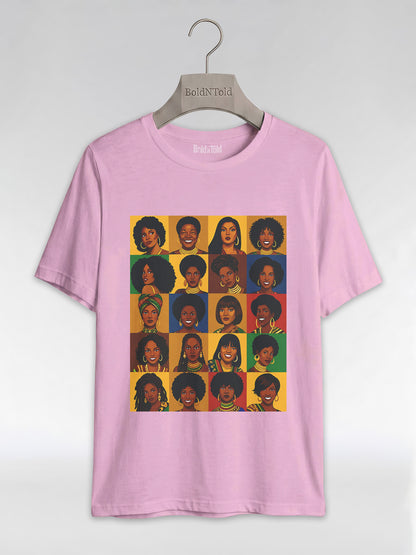 Black Queen Collage: A Tribute to Diverse Beauty Graphic T-Shirt - BoldnTold