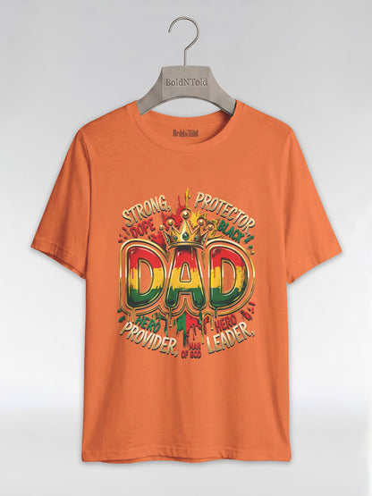 Black Dad Strong Protector Leader Crown Graphic T-Shirt - BoldnTold