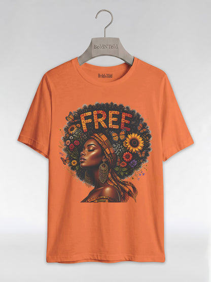 Free Floral Afro: Melanin Queen Empowerment Graphic T-Shirt - BoldnTold