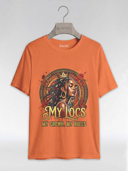 My Locs My Crown: Regal Black Queen Graphic T-Shirt - BoldnTold