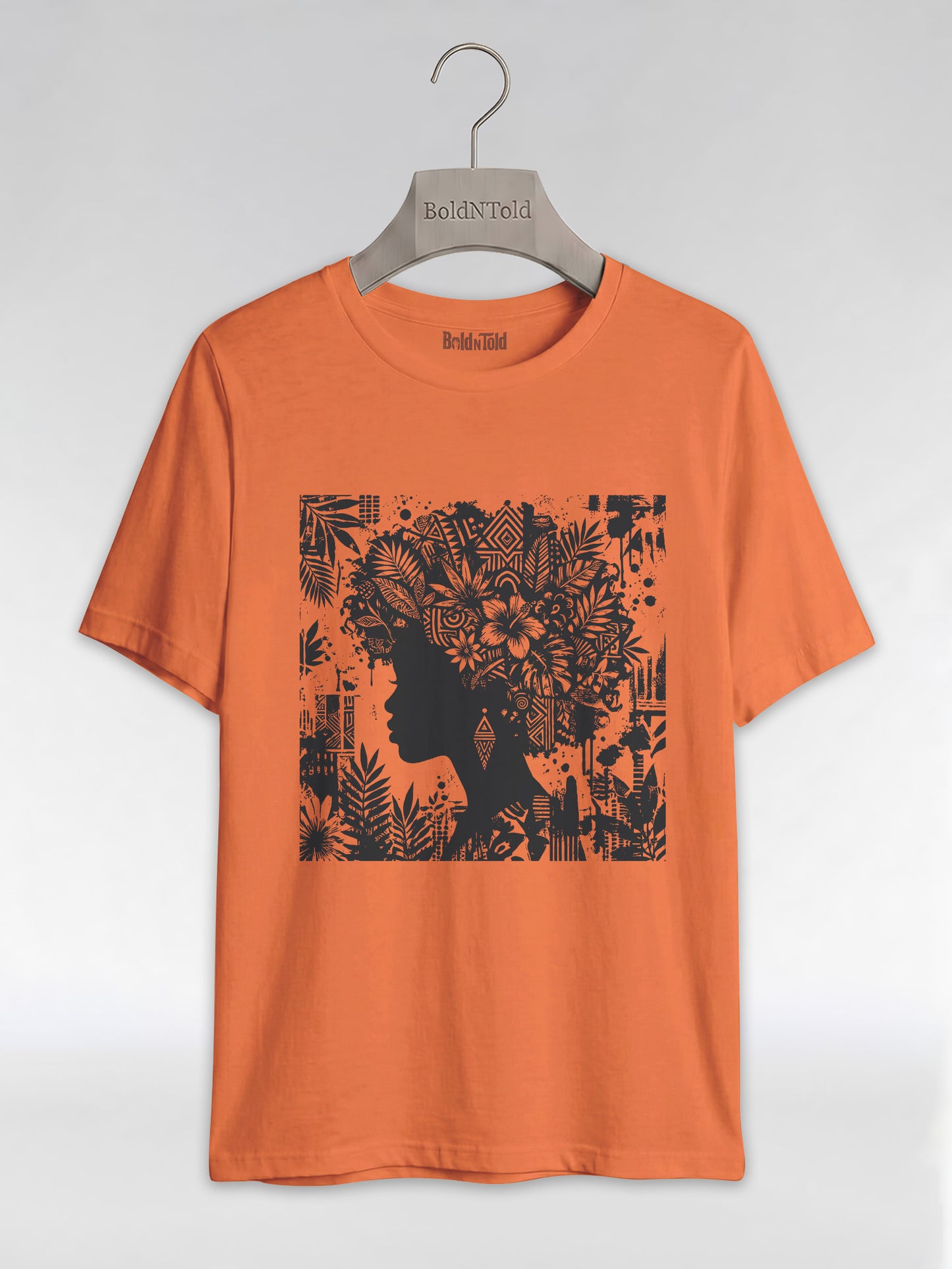 Black Queen: Artistic Silhouette Floral Graphic T-Shirt - BoldnTold