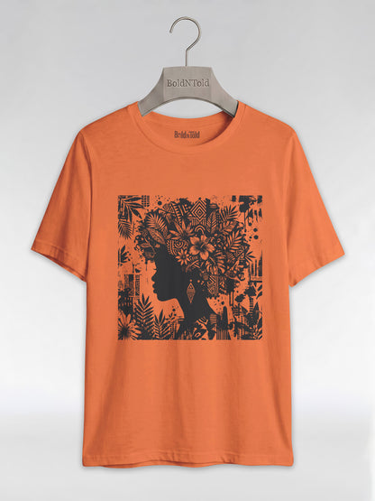 Black Queen: Artistic Silhouette Floral Graphic T-Shirt - BoldnTold