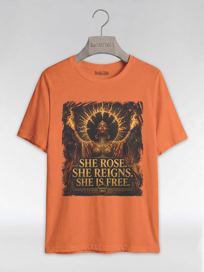 She Rose She Reigns She Is Free: Juneteenth Goddess Graphic T-Shirt - BoldnTold