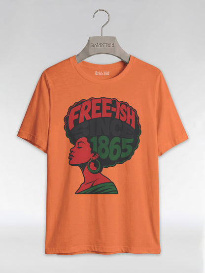 Free-ish Since 1865: Juneteenth Afro Silhouette Graphic T-Shirt - BoldnTold