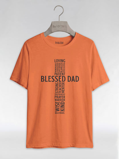Blessed Black Dad: The Christian Cross Typography Graphic T-Shirt - BoldnTold