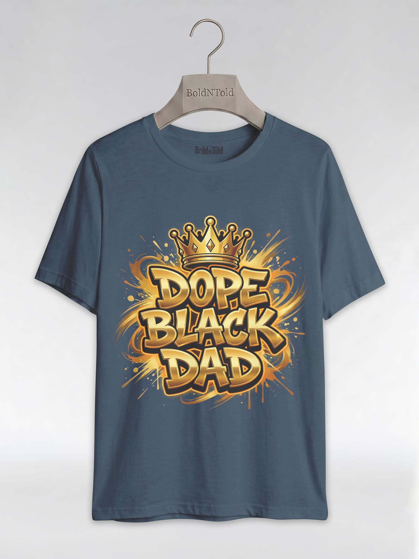 Dope Black Dad – Gold Graffiti King Edition Graphic T-Shirt - BoldnTold