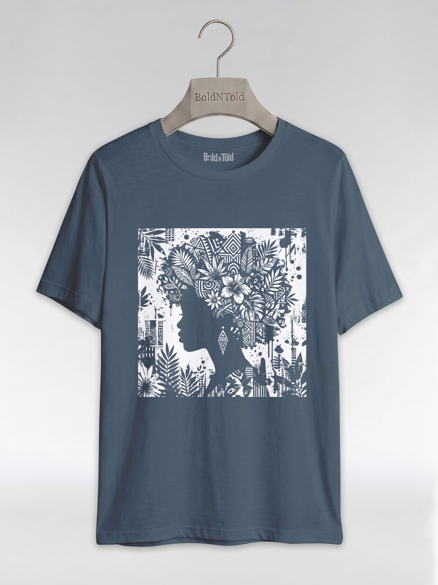 Black Queen: Artistic Silhouette Floral Graphic T-Shirt - BoldnTold